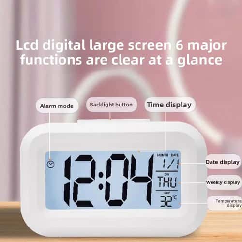 LED Digital Alarm Clock with Snooze & Temperature Display – Backlit Desk Clock for Home & Office