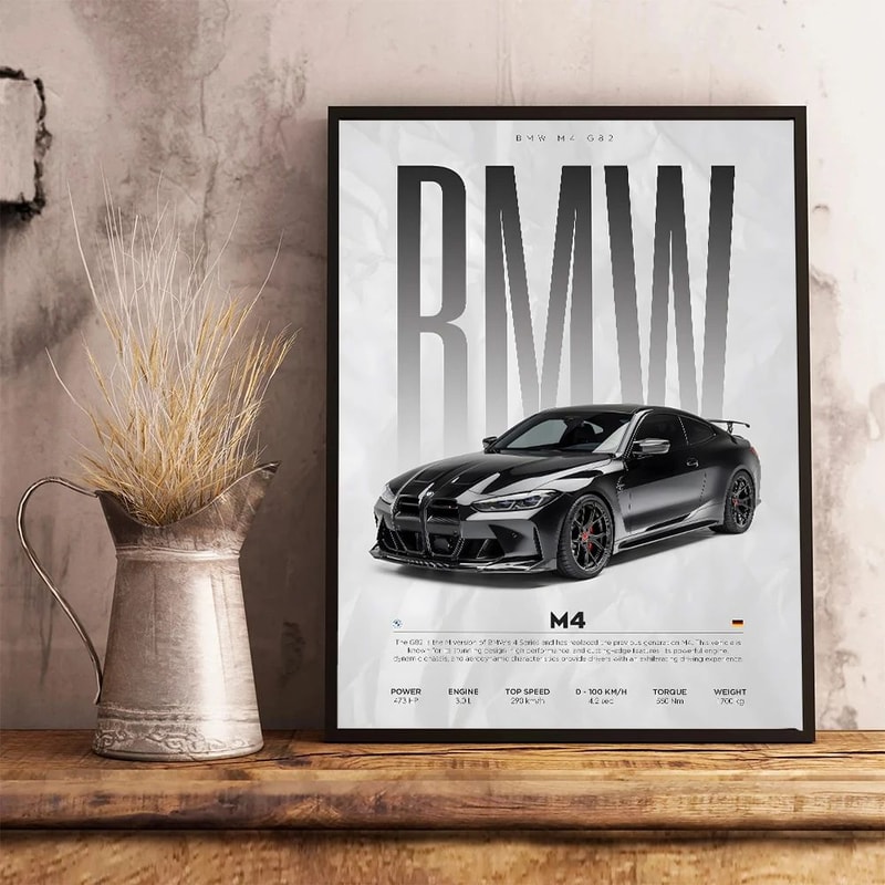 Modern Black Sports Car Canvas Wall Art Famous Racing Car Poster Print For Living Room Decor 4