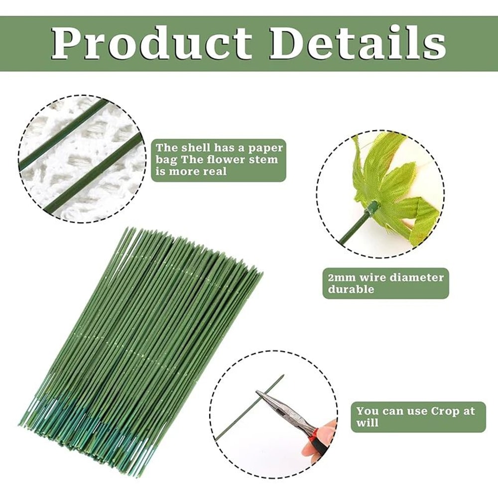 100pcs Artificial Flower Stems Durable Plastic Rods For Hydrangea Rose DIY Wedding Decor 3