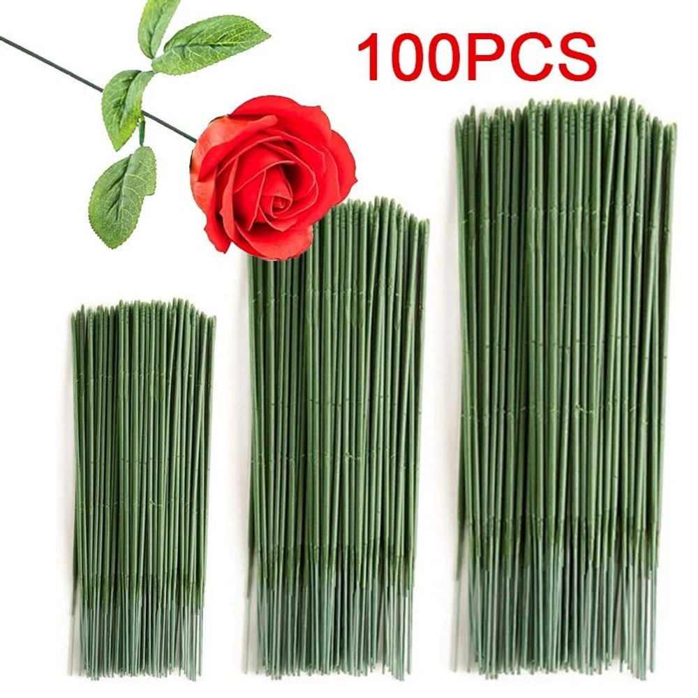 100pcs Artificial Flower Stems Durable Plastic Rods For Hydrangea Rose DIY Wedding Decor 0