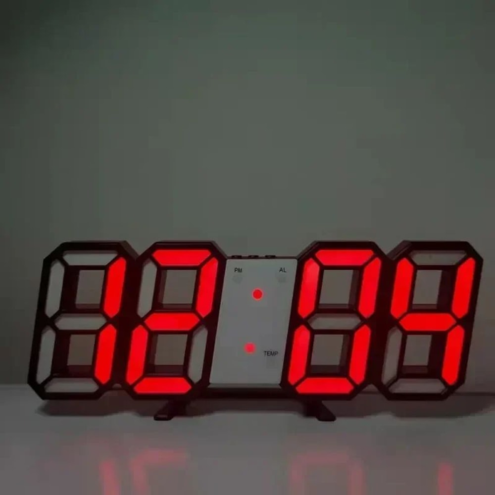 3D LED Digital Alarm Clock Large Display Wall Desk Clock With Temperature Date Adjustable Bright 11