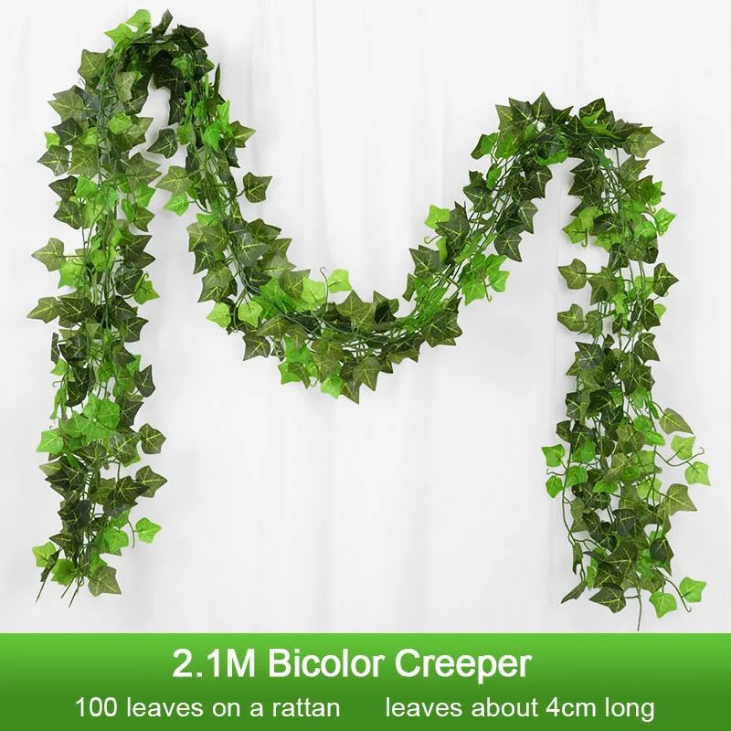 689 Ft Artificial Ivy Leaf Garland Realistic Green Silk Vine For Wall Wedding Home Decor 9