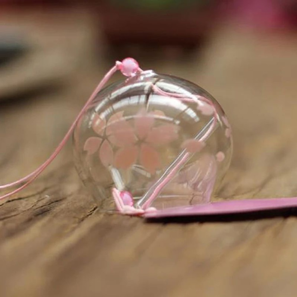 Japanese Sakura Glass Wind Chime Handmade Clear Furin Bell For Home Garden Decor 3