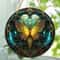 Butterfly Acrylic Suncatcher Hanging Decor Round Stained Window Art Ornament With Golden Rope 3
