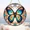Butterfly Acrylic Suncatcher Hanging Decor Round Stained Window Art Ornament With Golden Rope 18