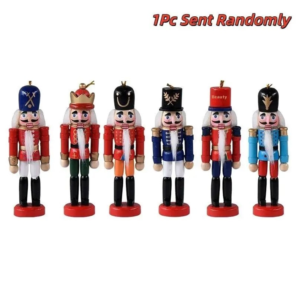 Mini Wooden Nutcracker Puppet Ornaments Christmas Soldier Desktop Decor Festive Hanging Dolls 8