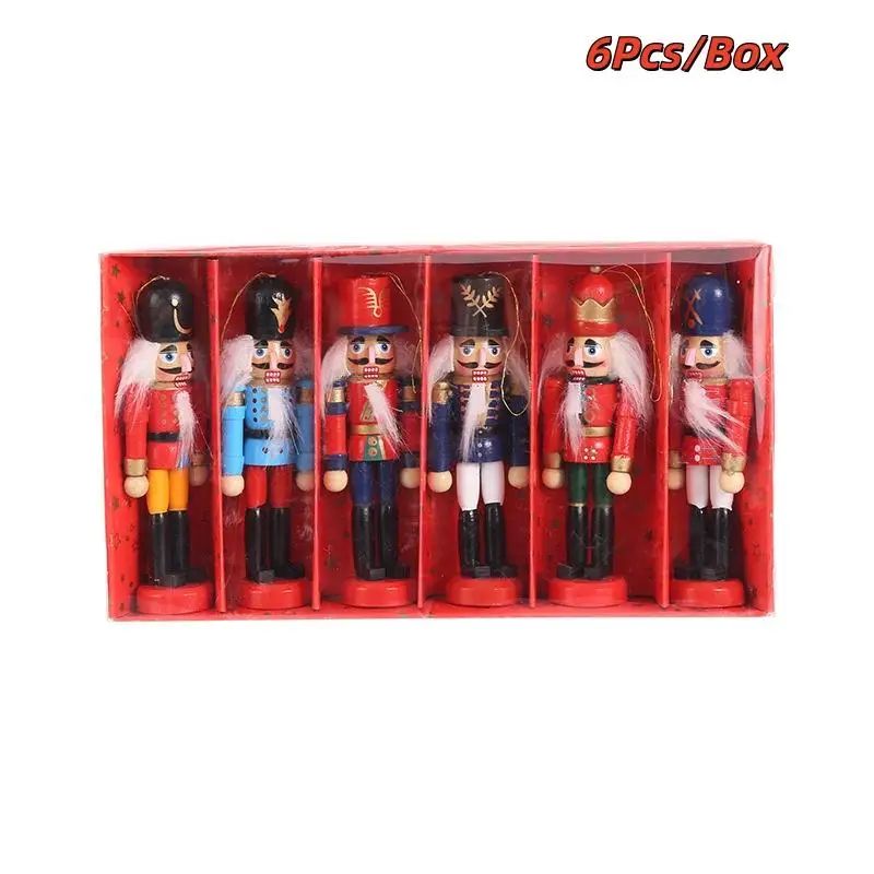 Mini Wooden Nutcracker Puppet Ornaments Christmas Soldier Desktop Decor Festive Hanging Dolls 10