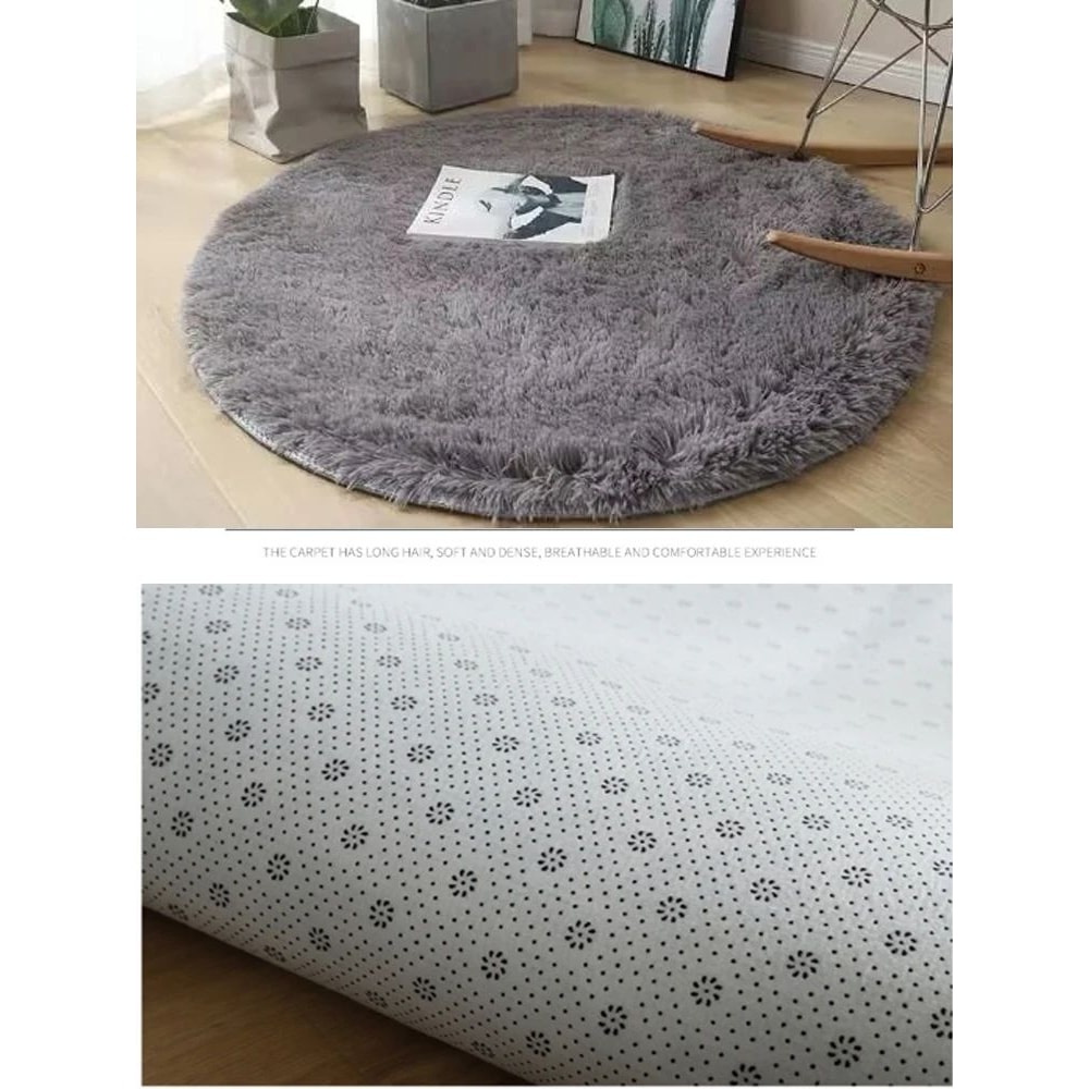 Fluffy Round Plush Area Rug NonSlip Soft Carpet For Living Room Kids Bedroom Decor 3