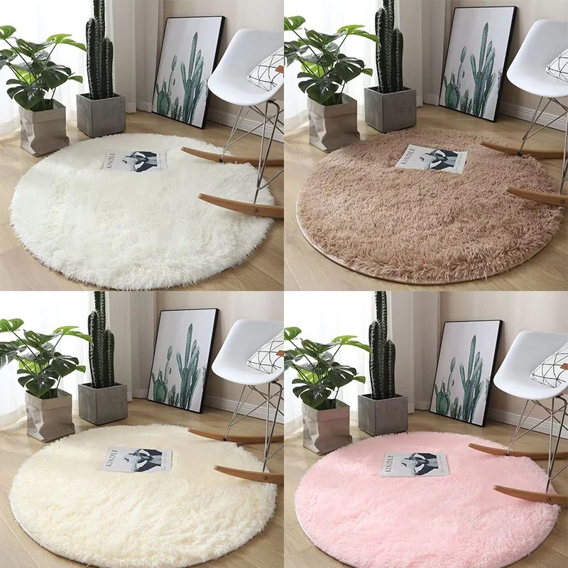 Fluffy Round Plush Area Rug NonSlip Soft Carpet For Living Room Kids Bedroom Decor 2