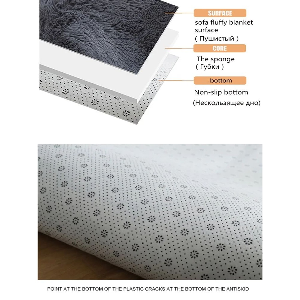 Fluffy Round Plush Area Rug NonSlip Soft Carpet For Living Room Kids Bedroom Decor 7