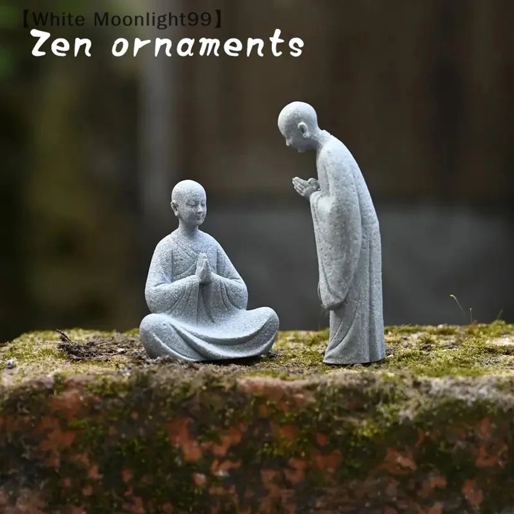 Zen Wishing Monk Resin Figurine Buddhist Micro Landscape Decor For Aquarium Garden Meditation Spa 0
