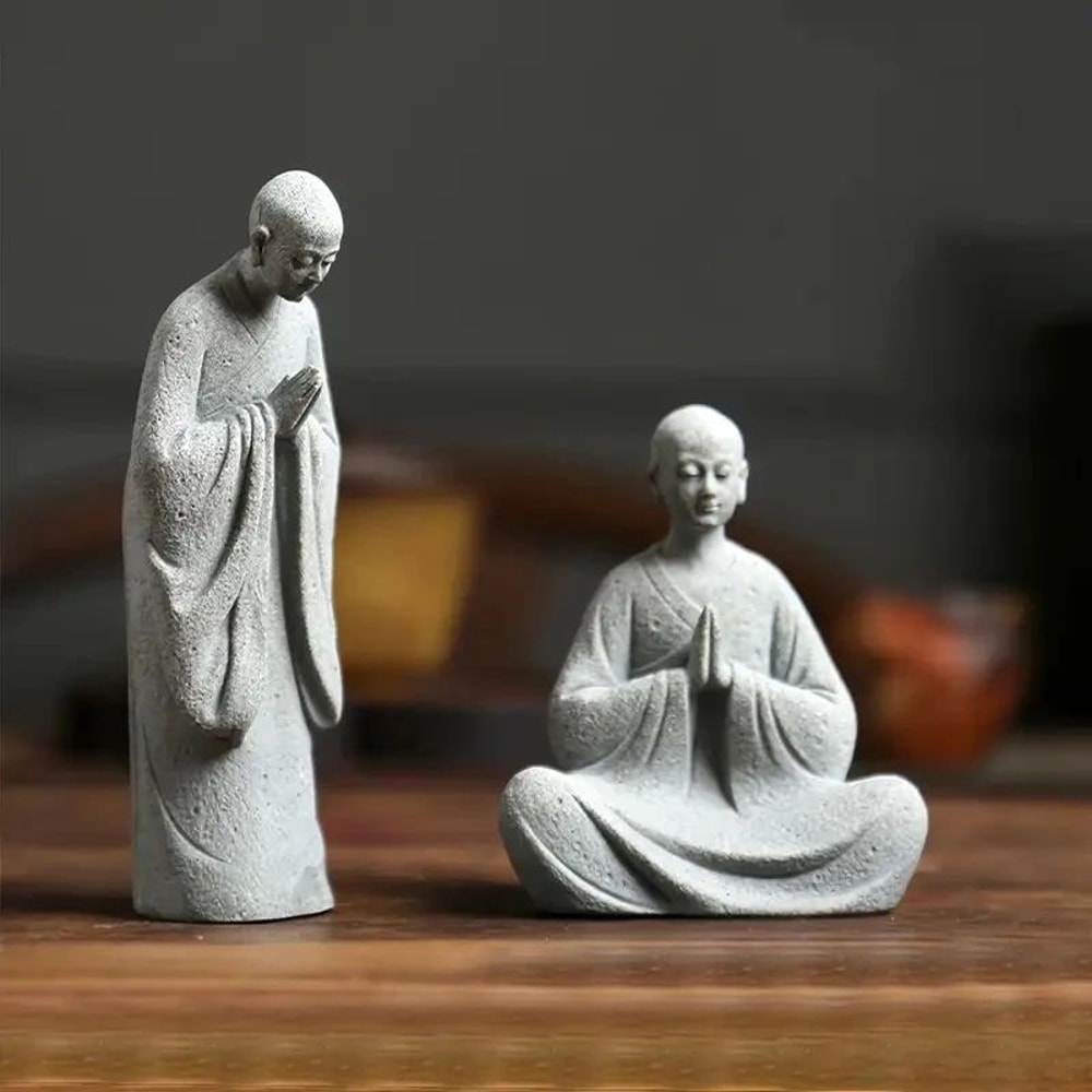 Zen Wishing Monk Resin Figurine Buddhist Micro Landscape Decor For Aquarium Garden Meditation Spa 4