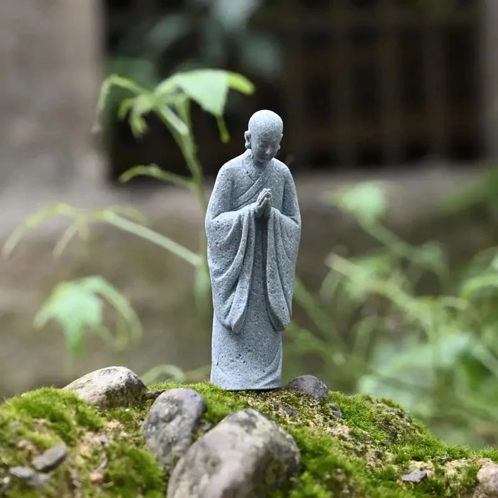 Zen Wishing Monk Resin Figurine Buddhist Micro Landscape Decor For Aquarium Garden Meditation Spa 6