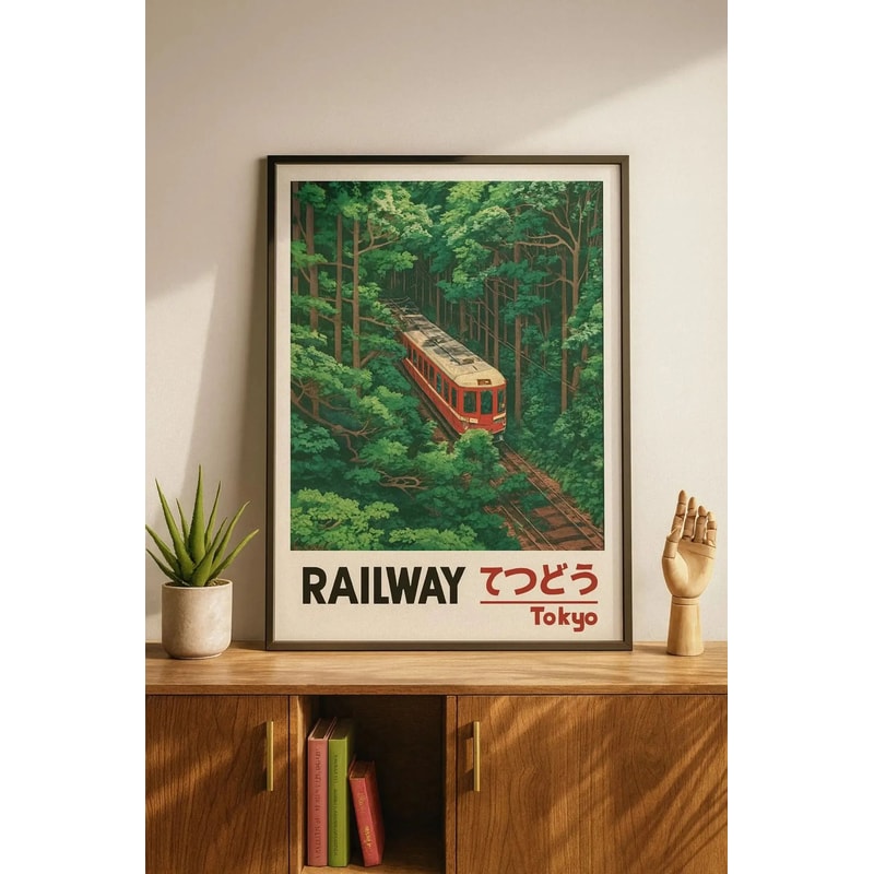 Retro Japanese Tokyo Rainy Night Canvas Wall Art Railway Street Landscape Poster For Modern Home D 5