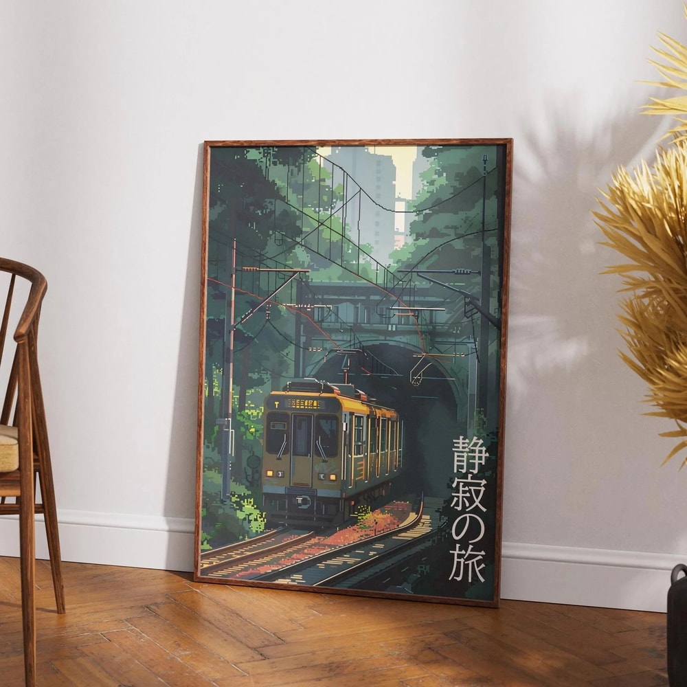 Retro Japanese Tokyo Rainy Night Canvas Wall Art Railway Street Landscape Poster For Modern Home D 17