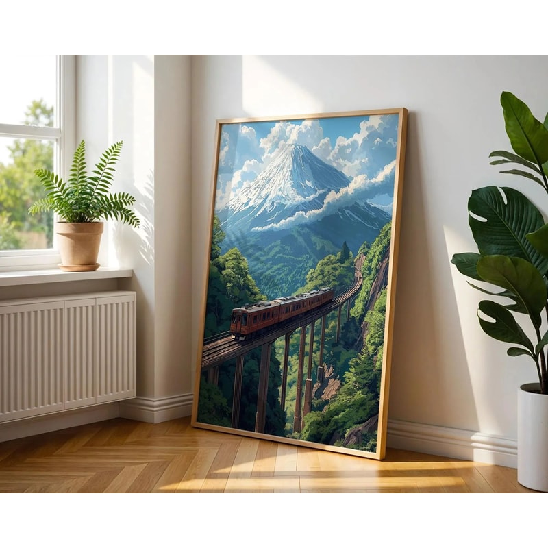 Retro Japanese Tokyo Rainy Night Canvas Wall Art Railway Street Landscape Poster For Modern Home D 18