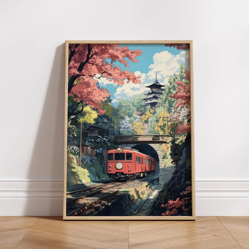 Retro Japanese Tokyo Rainy Night Canvas Wall Art Railway Street Landscape Poster For Modern Home D 23