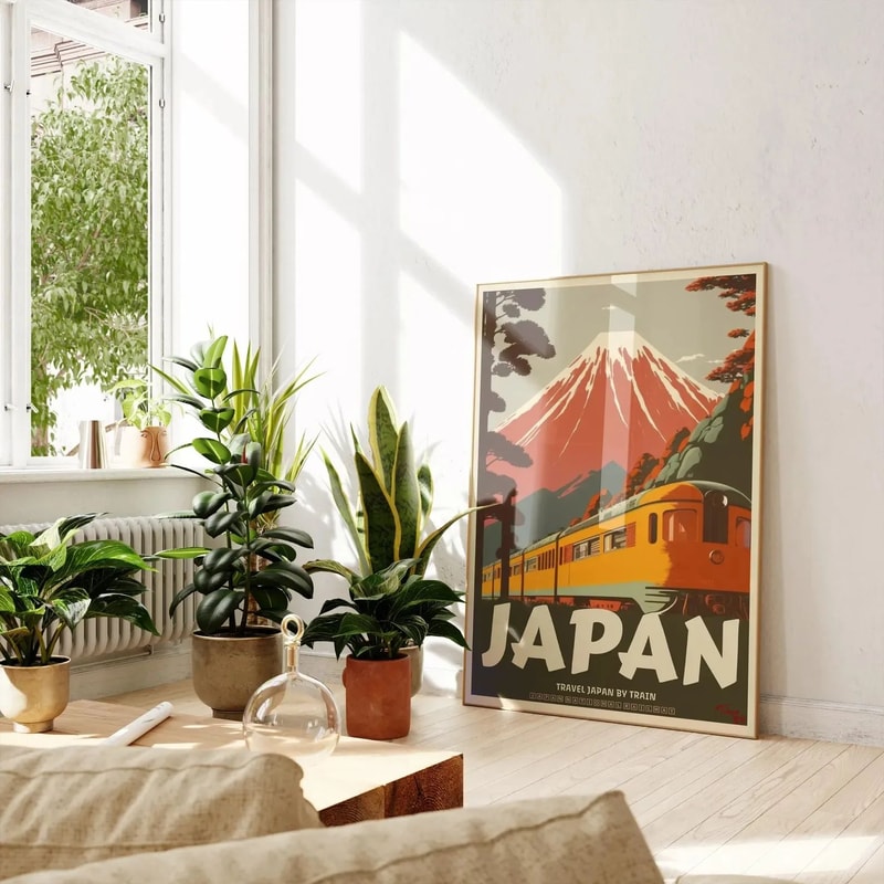 Retro Japanese Tokyo Rainy Night Canvas Wall Art Railway Street Landscape Poster For Modern Home D 25
