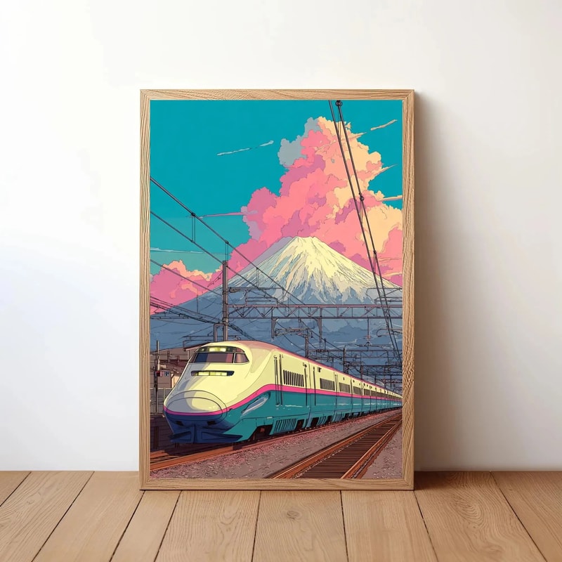 Retro Japanese Tokyo Rainy Night Canvas Wall Art Railway Street Landscape Poster For Modern Home D 26