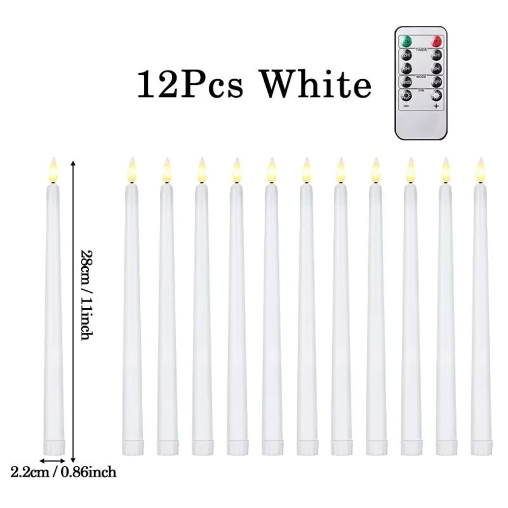 Flameless LED Taper Candles With Remote 3D Flickering Battery Operated Candles For Home Event Dec 13