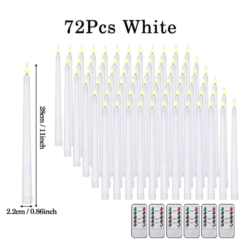 Flameless LED Taper Candles With Remote 3D Flickering Battery Operated Candles For Home Event Dec 17