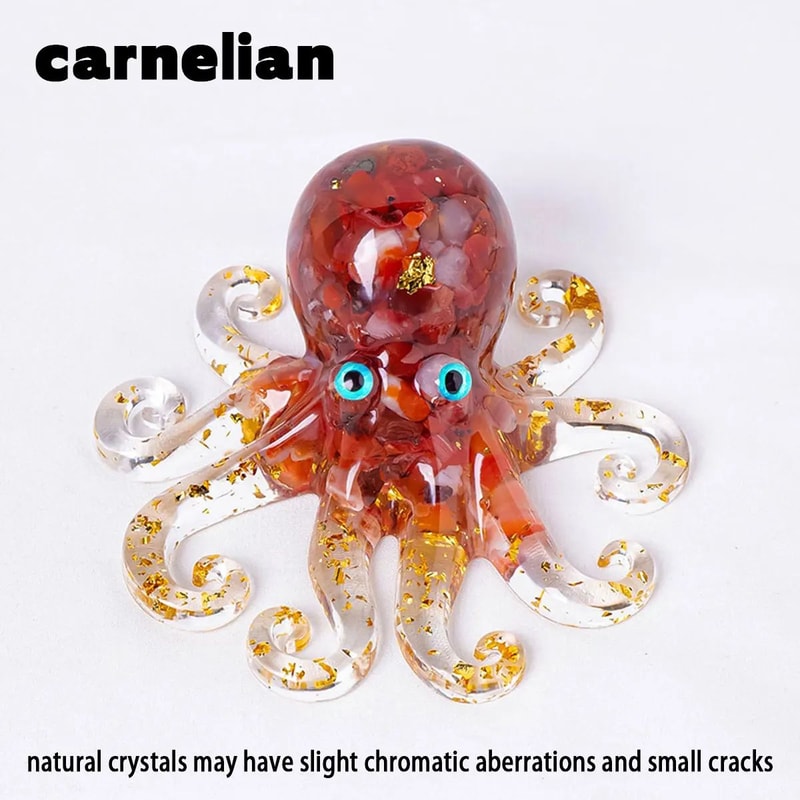 Natural Crystal Octopus Figurine Reiki Healing Stone Decor For Home Office Garden 13