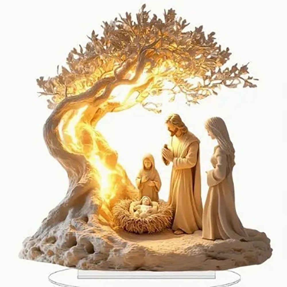 Acrylic Nativity Scene Table Decor Transparent Christmas Jesus Birth Centerpiece Ornament 9