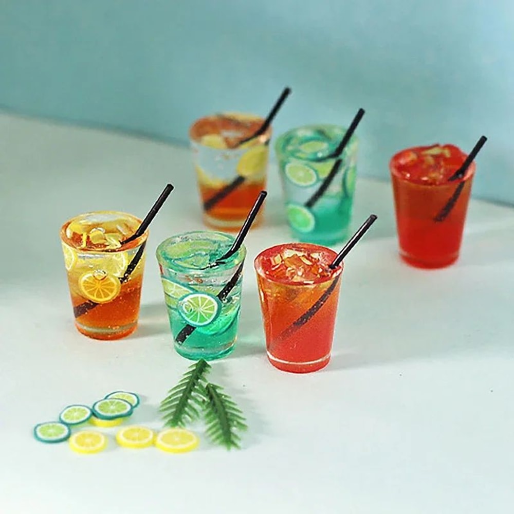 Miniature Cocktail Drink Dollhouse Accessories Resin Mini Bar Drinks For 16 112 Dollhouse Decor 0
