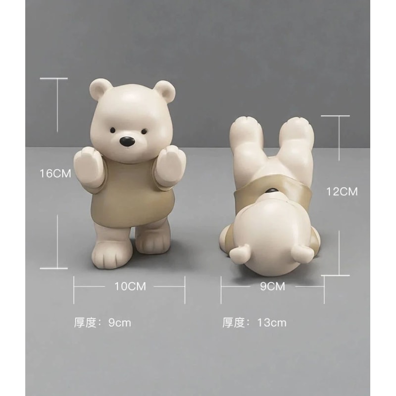 Cute Bear Bookend Figurine Cream Style Decorative Book Holder For Home Shelf Decor 9