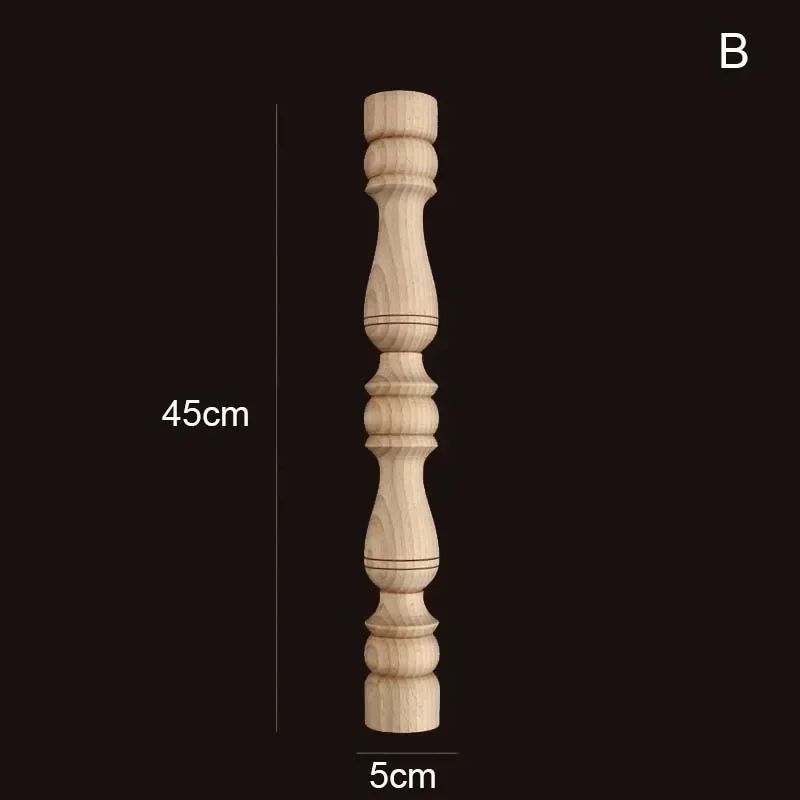 Vintage Carved Wooden Spindle Column Decorative Gourd Pillar Applique For Furniture Home Decor 17
