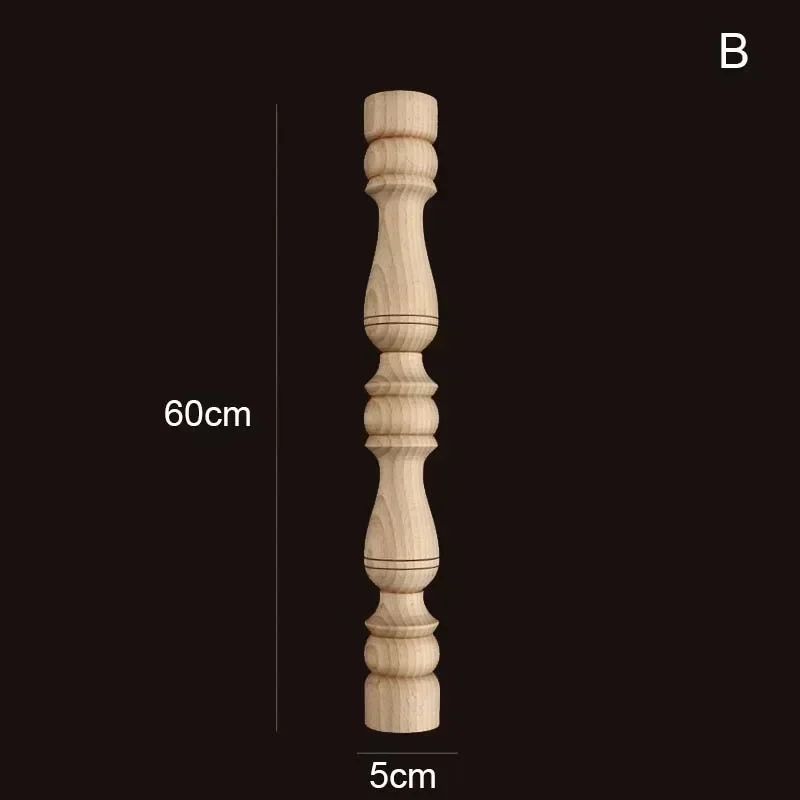 Vintage Carved Wooden Spindle Column Decorative Gourd Pillar Applique For Furniture Home Decor 20