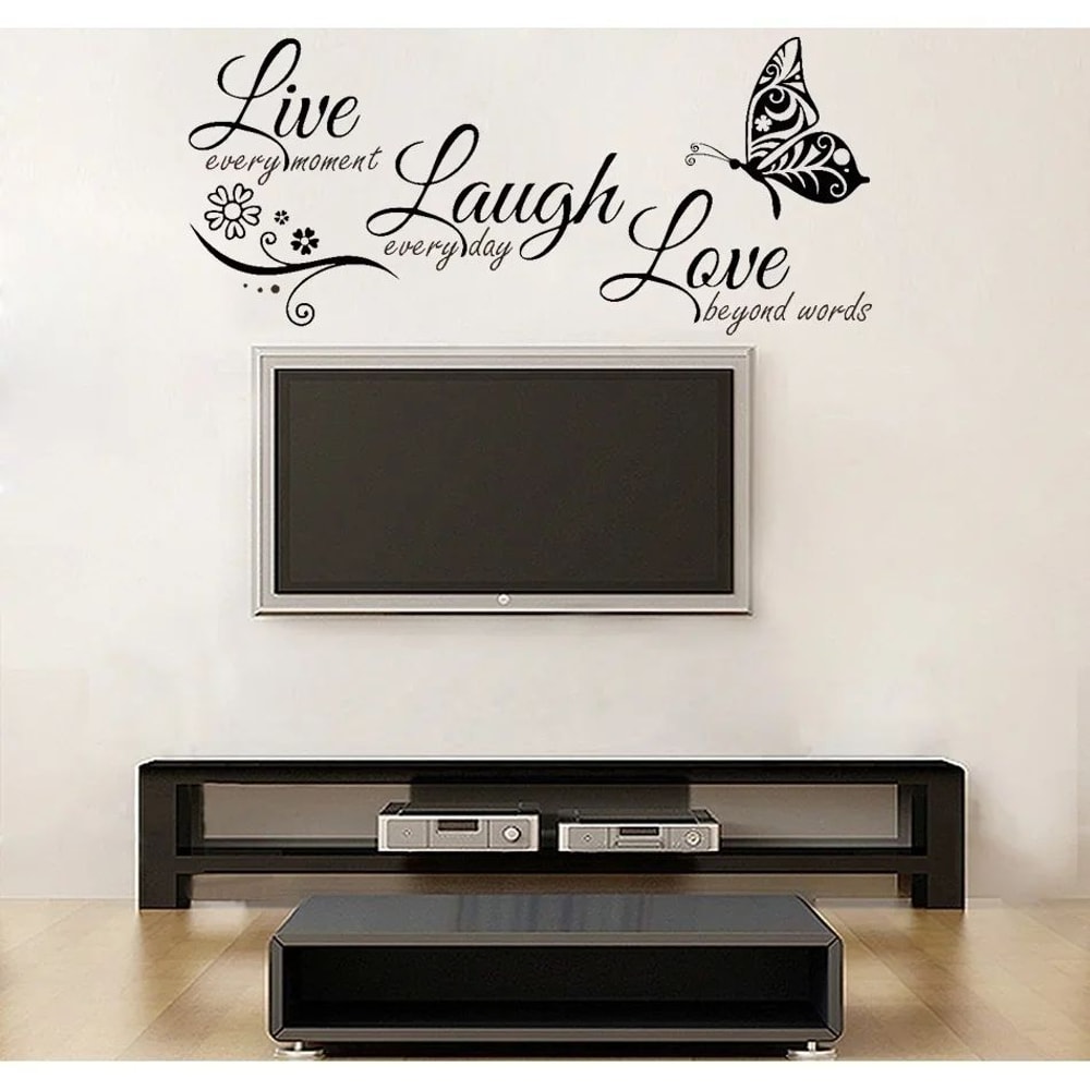 Live Laugh Love Butterfly Wall Sticker Modern Floral Quote Vinyl Decal For Living Room Decor 1