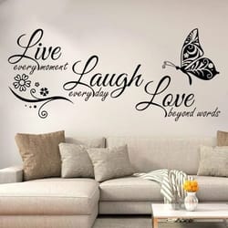 live laugh love butterfly wall sticker – modern floral quote vinyl decal for living room decor
