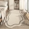 Cream Irregular Plush Area Rug Minimalist Soft NonSlip Carpet For Bedroom Living Room 0