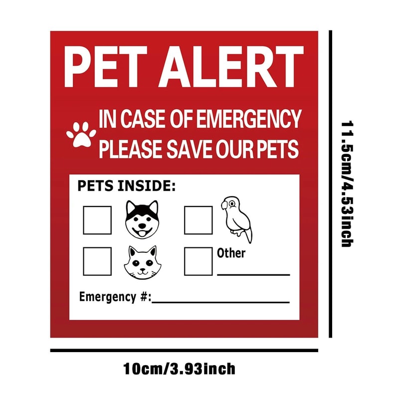 Pet Alert Window Stickers Emergency Rescue Static Cling Decals 4 Pack Save My Pets Sign 5