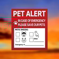 pet alert window stickers – emergency rescue static cling decals (4 pack) save my pets sign