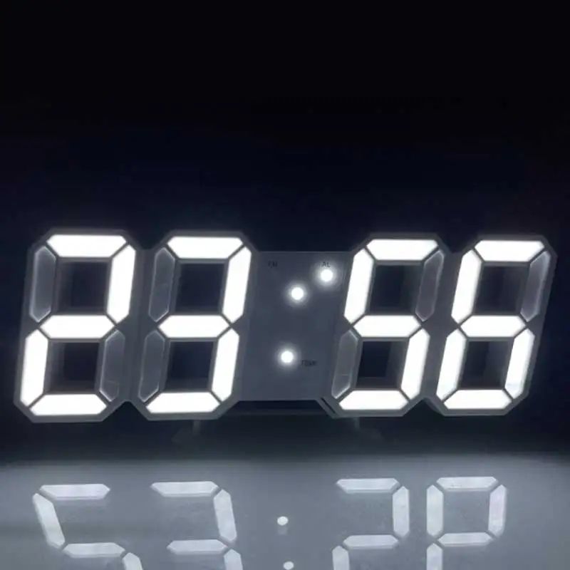 3D Luminous VoiceControl LED Digital Clock Silent Smart Wall Desk Display 1