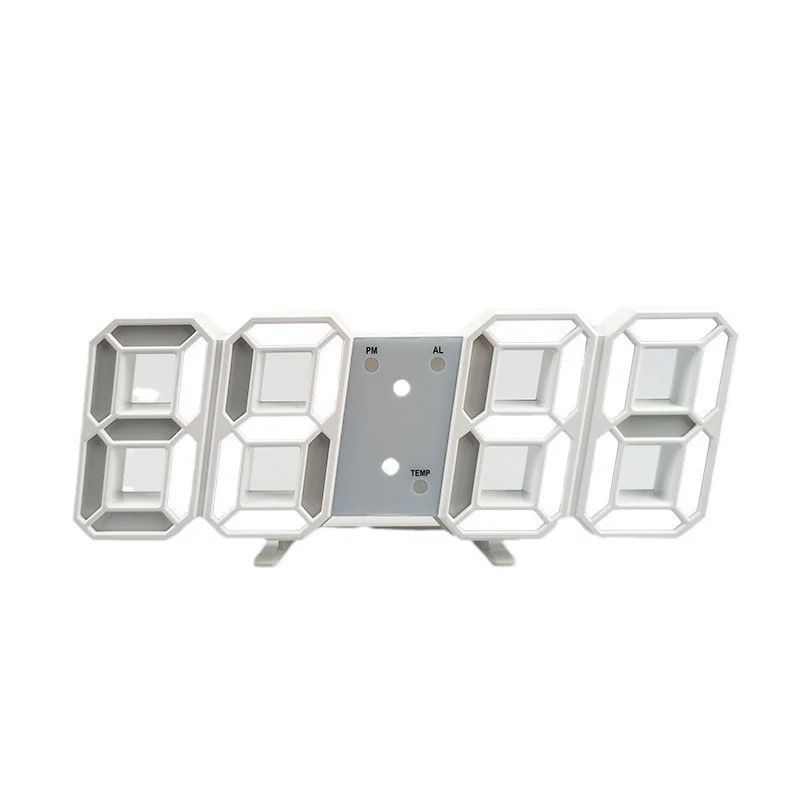 3D Luminous VoiceControl LED Digital Clock Silent Smart Wall Desk Display 7
