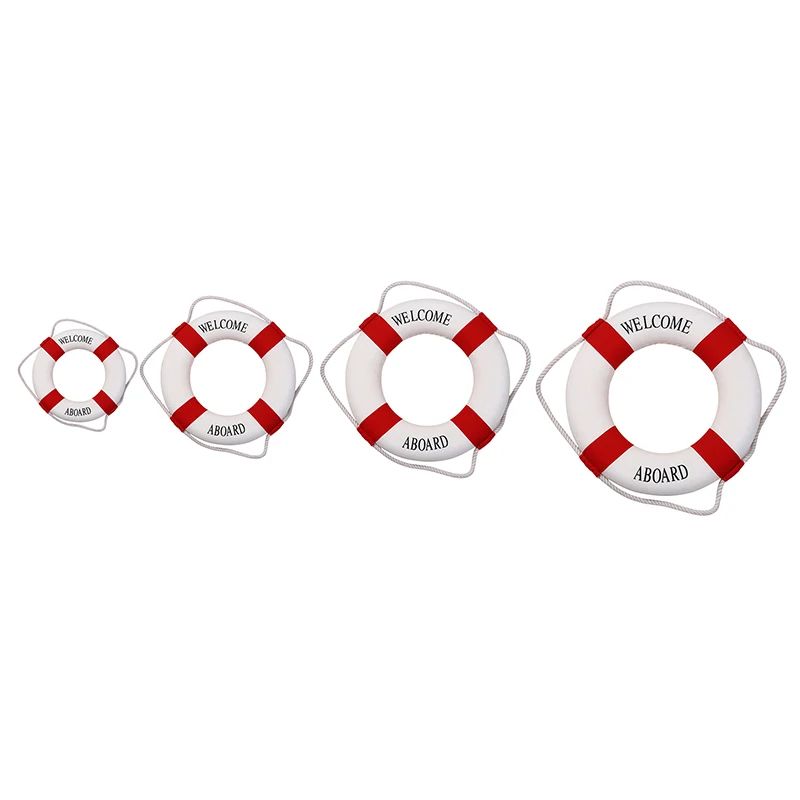 Mediterranean Lifebuoy Wall Decor Nautical Foam Hanging Ornament Red Blue Coastal Home Accent 3