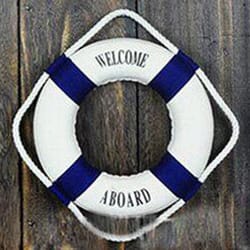 mediterranean lifebuoy wall decor – nautical foam hanging ornament red blue coastal home accent