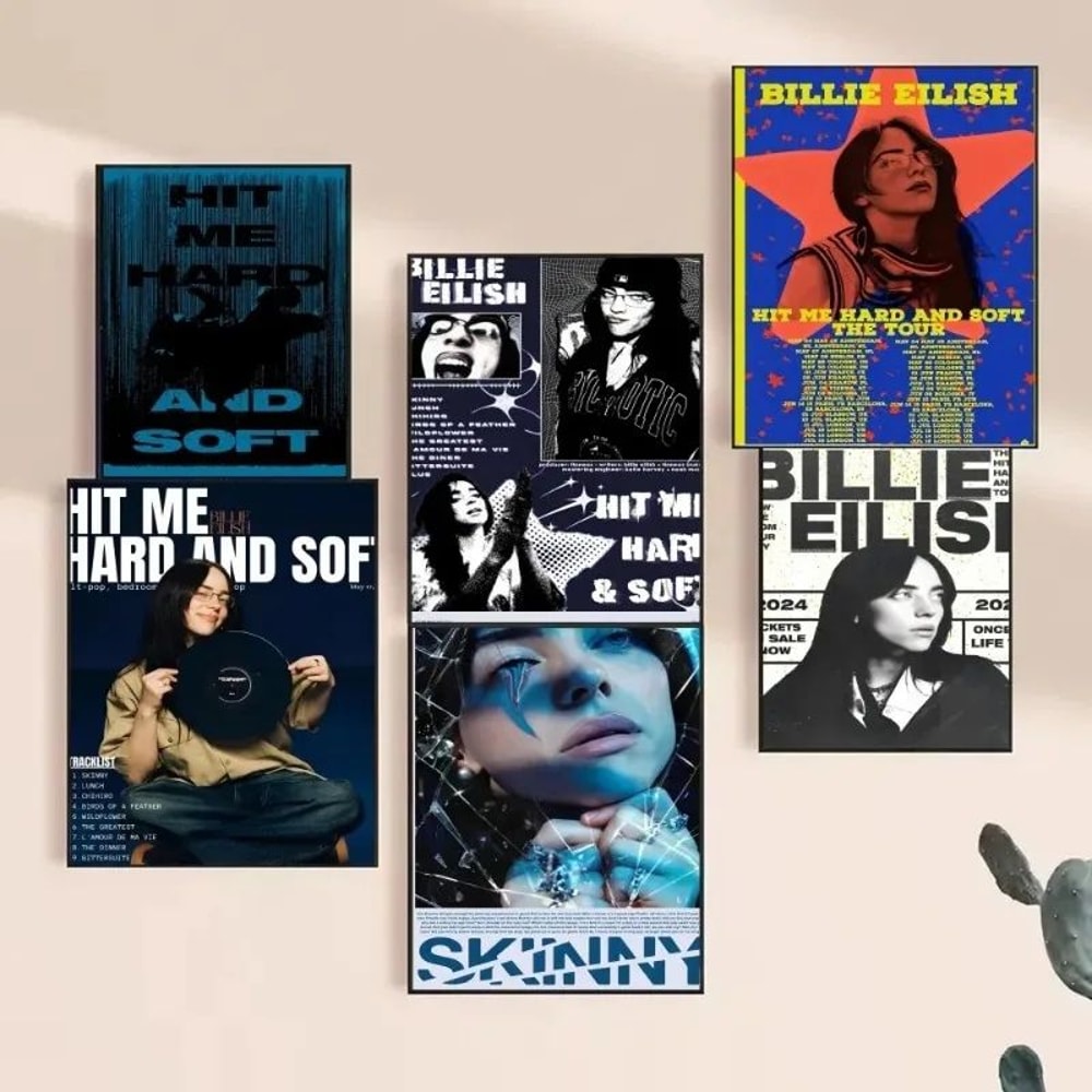 Vintage BillieInspired Hit Me Hard Soft Kraft Poster Set Retro Aesthetic Sticky Wall Decor 2