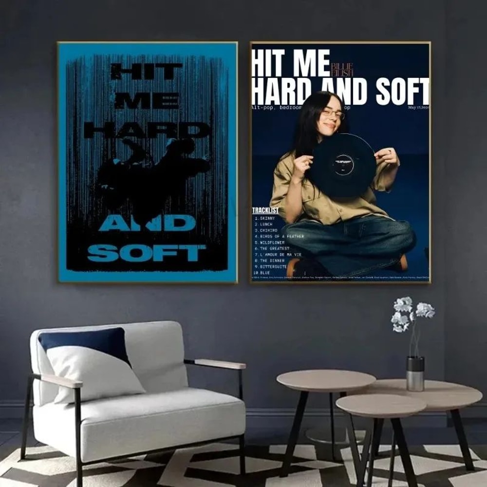 Vintage BillieInspired Hit Me Hard Soft Kraft Poster Set Retro Aesthetic Sticky Wall Decor 1