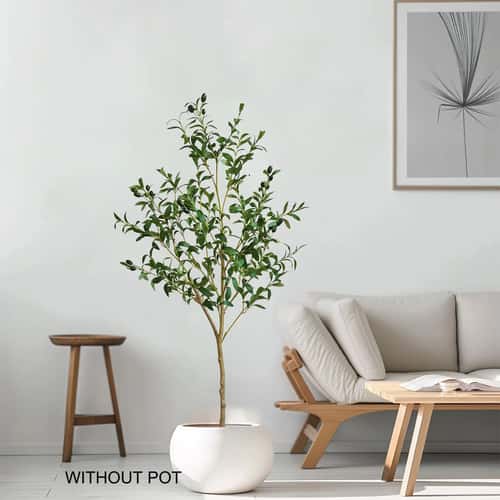 LuxeGreen Artificial Olive Tree Branch – 47.24–70.87 in Tall Minimalist Indoor & Outdoor Decor Plant