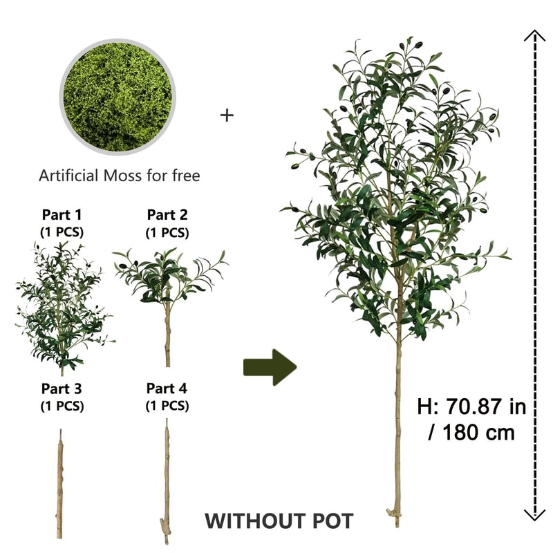 LuxeGreen Artificial Olive Tree Branch 47247087 In Tall Minimalist Indoor Outdoor Decor Plant 9
