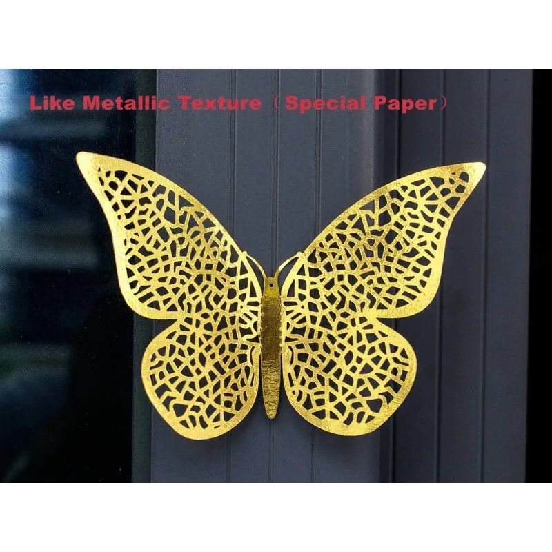 3D Mirror Butterfly Wall Stickers Hollow Gold Silver Blue DIY Room Decor 3