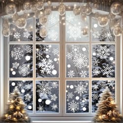2025 merry christmas snowflake window stickers – white festive wall & glass decor set