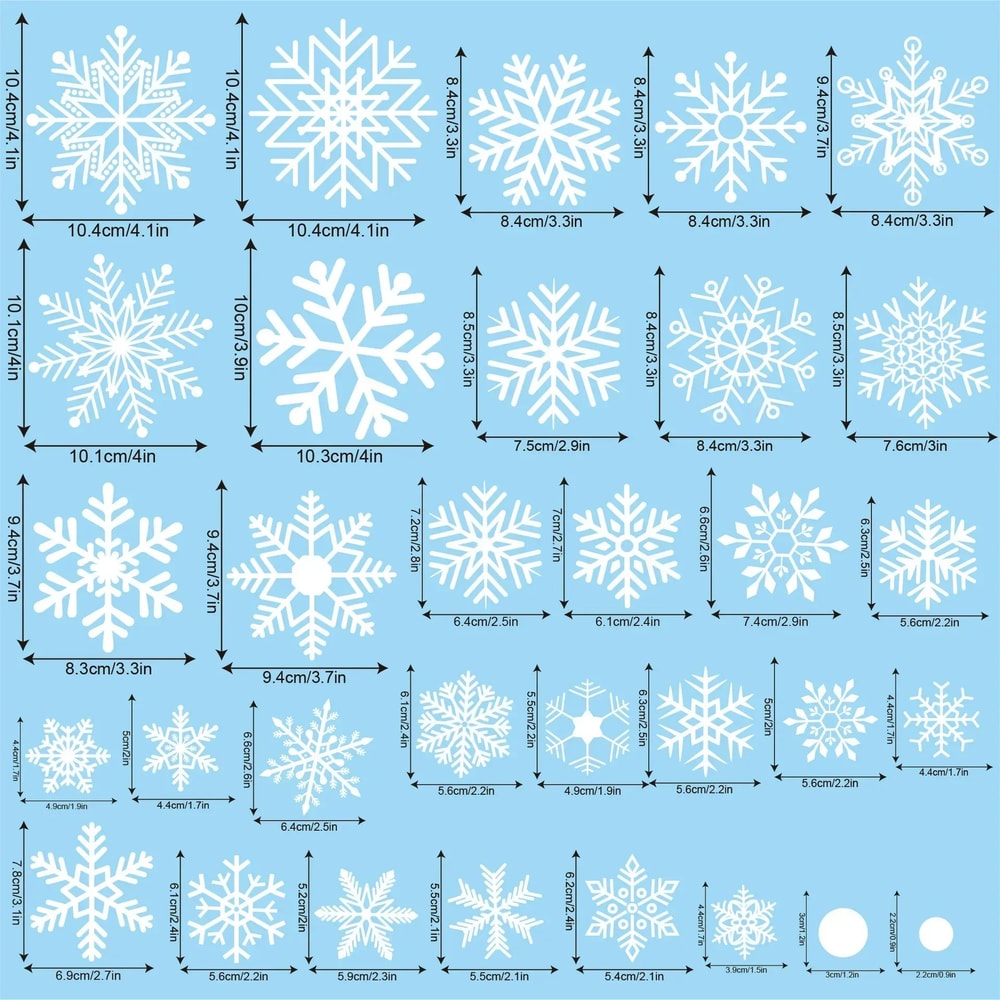 2025 Merry Christmas Snowflake Window Stickers White Festive Wall Glass Decor Set 3