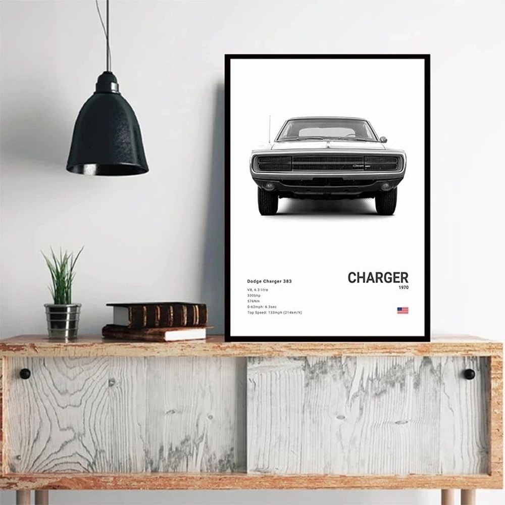 Dodge Challenger SRT Hellcat Redeye Canvas Poster Sports Car Wall Art For Office Living Room Deco 3