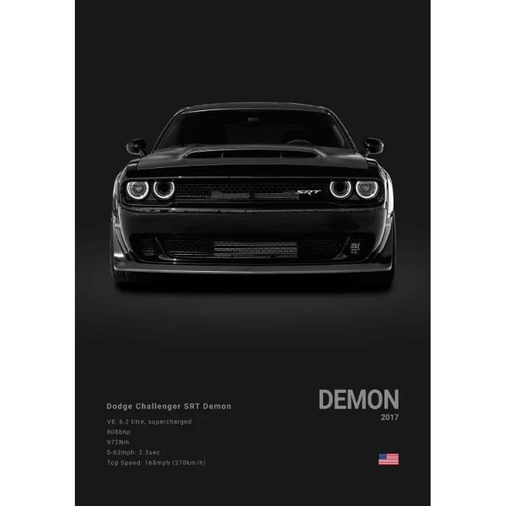 Dodge Challenger SRT Hellcat Redeye Canvas Poster Sports Car Wall Art For Office Living Room Deco 18