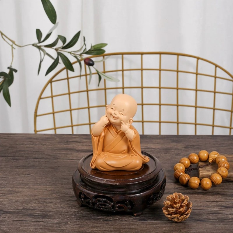 Cute Little Monk Resin Figurine Handmade Buddha Monk Statue For Desk Decor Home Decor Gift Idea 2